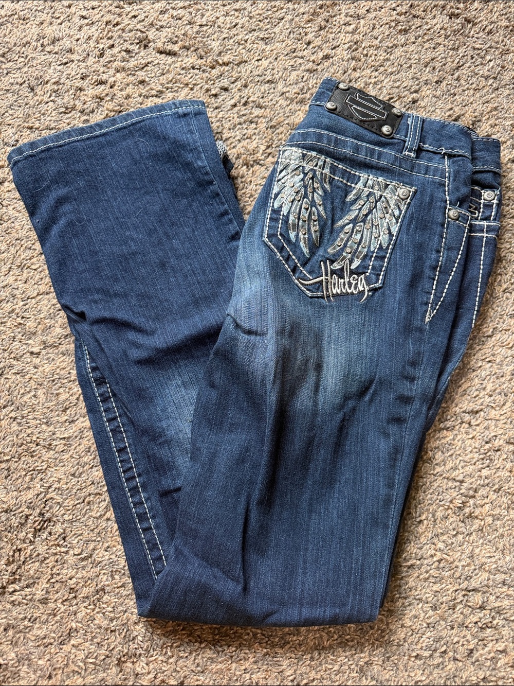 Harley Davidson - Wing Embroidered Dark Blue Women’s Jeans